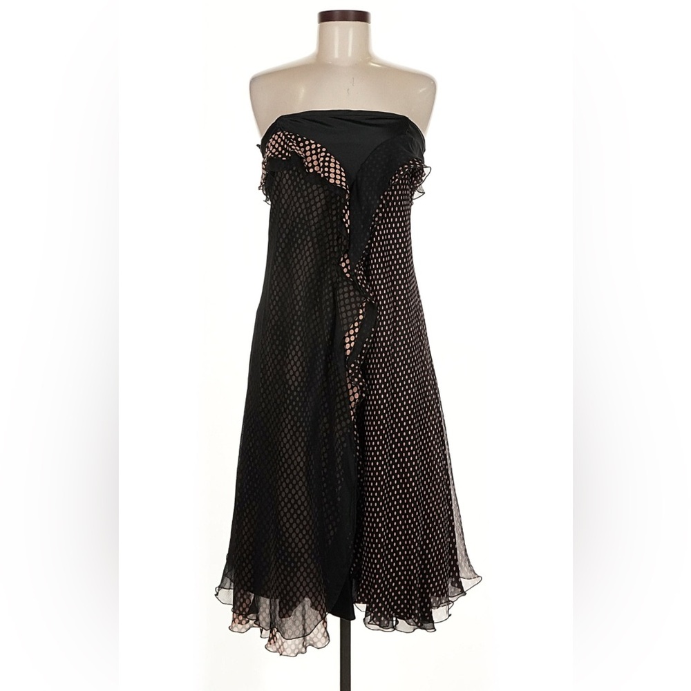 Elegant Black and Pink 100% Silk Cocktail Dress